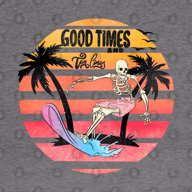 "Good Times & Tan Lines" Surfing Skeleton by FlawlessSeams